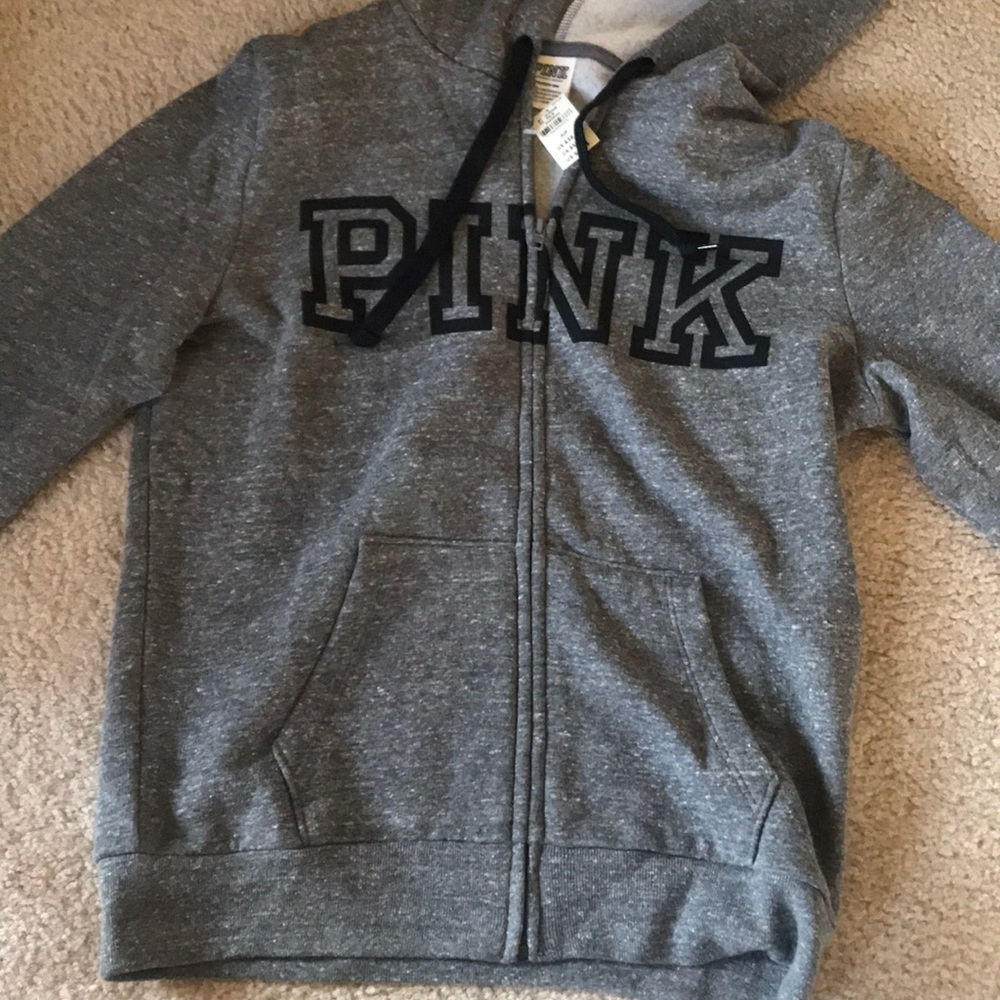 GREY PINK ZIP-UP HOODIE